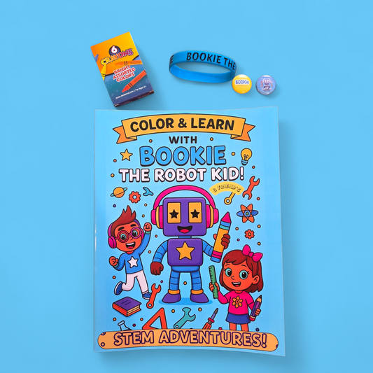 Bookie the robot kid STEM Coloring Book