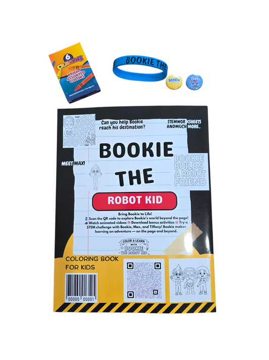 Bookie the robot kid STEM Coloring Book